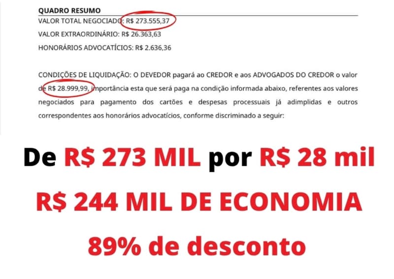 Acordo com 89% de desconto